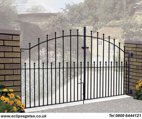 Wrought iron double driveway