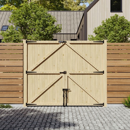 Wooden driveway gates - driveway,